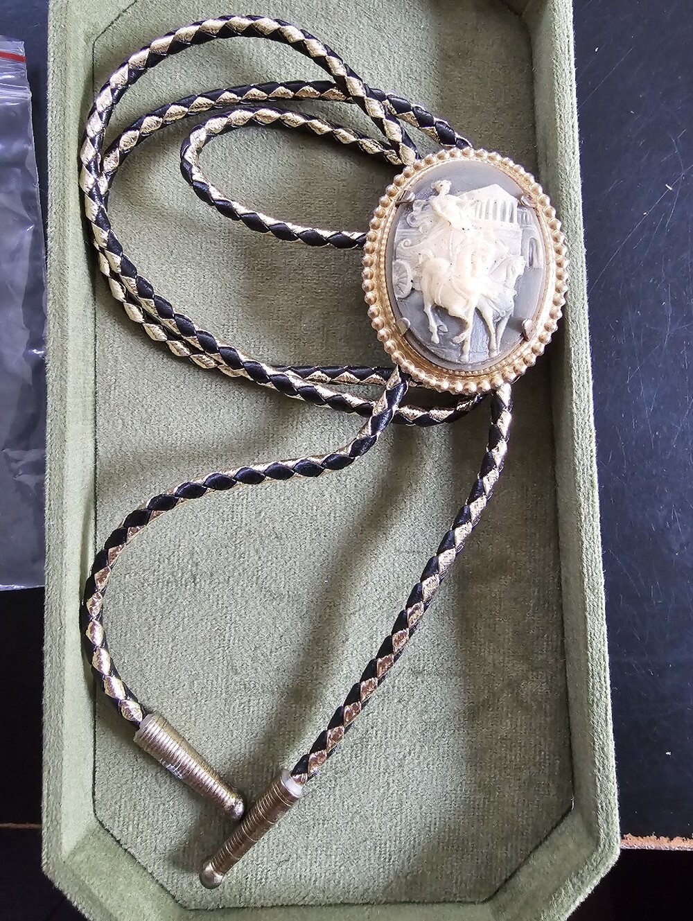 Vintage Cameo Bolo Tie